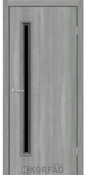 Межкомнатные двери CORNER GLASS-01, PVC Renolit Ясен Сталевий black